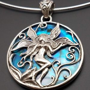 Blue Fairy Abalone & Sterling Silver Necklace